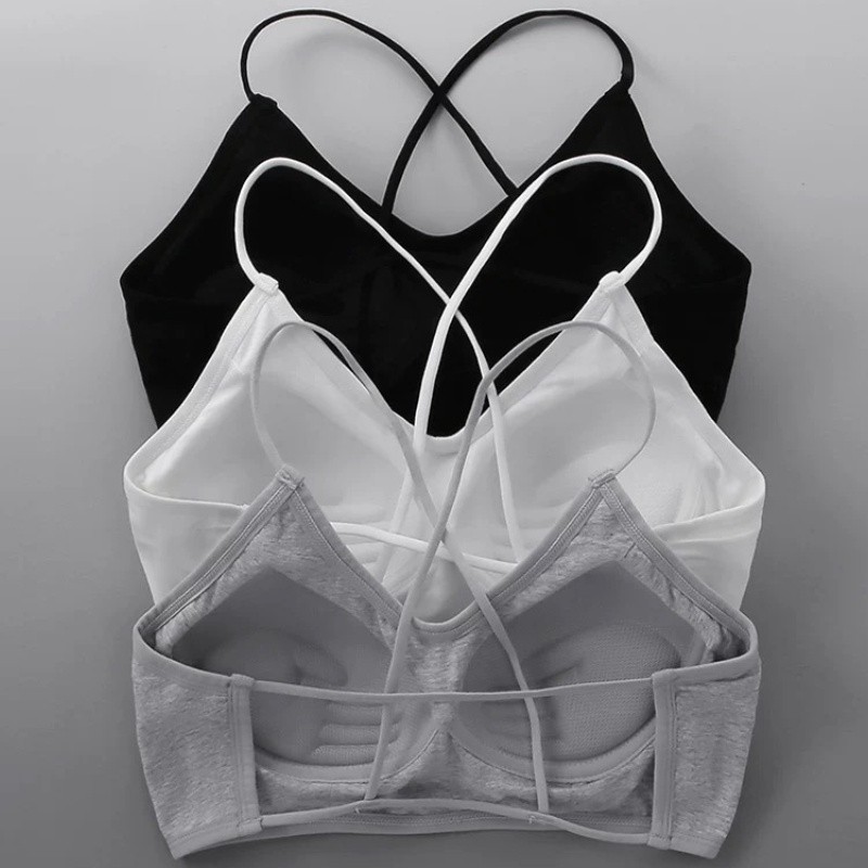 白色美背吊带文胸一体运动内衣2025新款爆款文胸大胸显小胸抹胸女