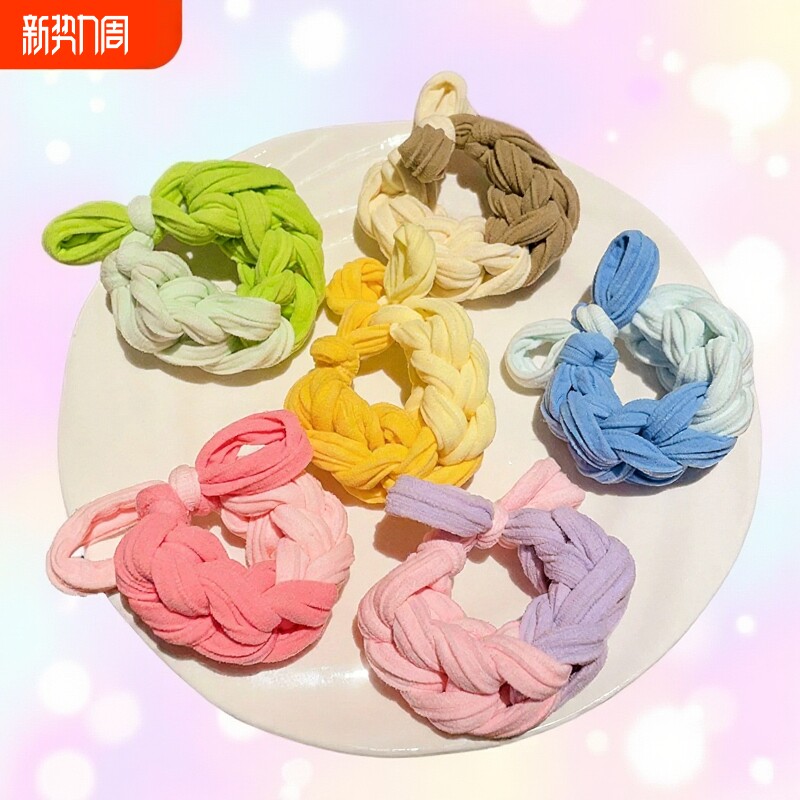 加粗高弹力编织蝴蝶结发圈百搭高马尾发绳橡皮筋女扎丸子头绳头饰