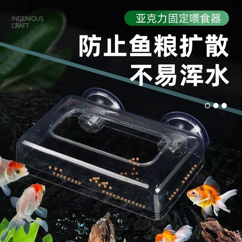 鱼缸喂食器亚克力喂鱼金鱼食投喂器定点防飘散鱼粮饲料喂食圈固定