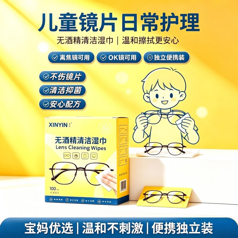 离焦眼镜专用眼镜清洁湿巾儿童学生擦镜纸一次性擦眼镜布不伤镜片