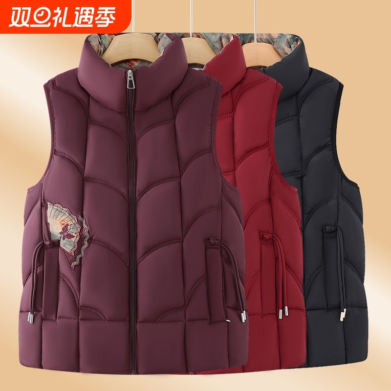 新中式中老年冬装保暖马甲女奶奶时尚背心老太太马夹妈妈休闲外套