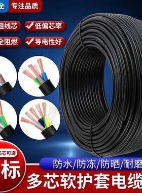 国标RVV电缆线234芯1 2.5 4 6 10平方户外防水防冻电源延长护套线