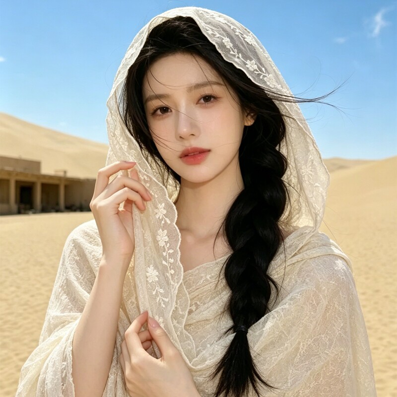 夏季薄款防晒披肩女外搭2026新款沙漠碎花刺绣蕾丝日常空调房披肩