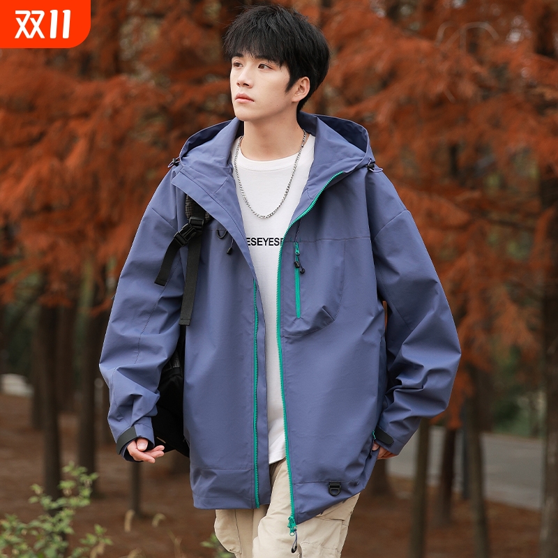 冲锋衣外套男生春秋季新款美式工装上衣男女同款户外运动夹克防风