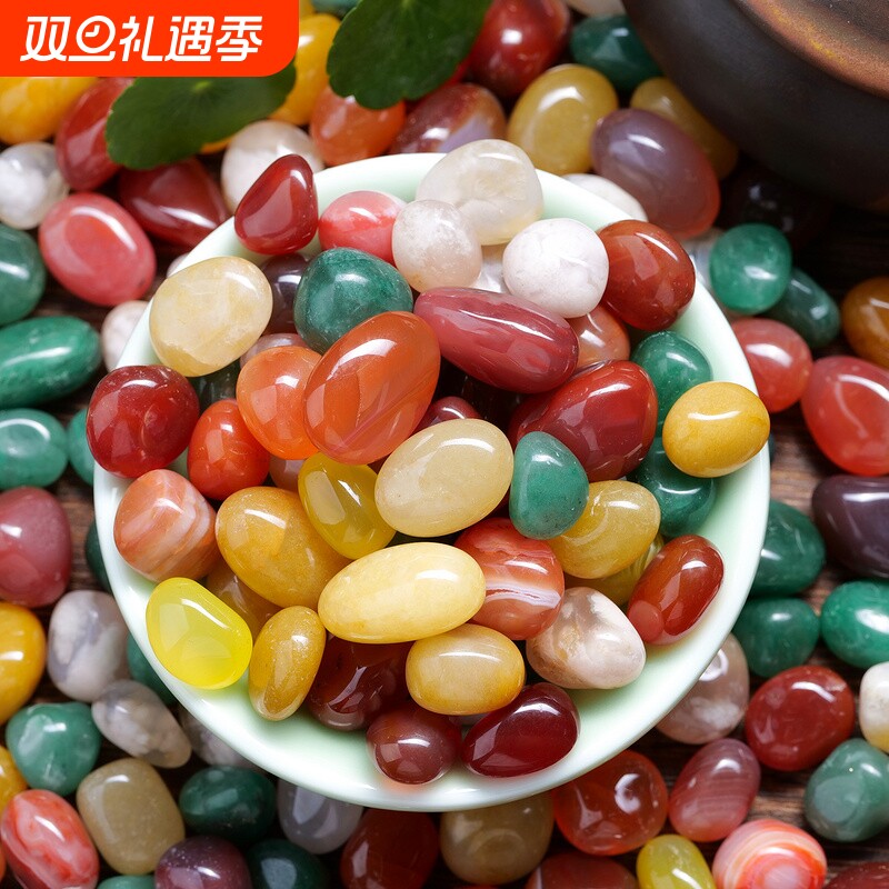 天然雨花石原石小石子玛瑙鹅卵石鱼缸造景五彩石盆栽水培花盆铺面