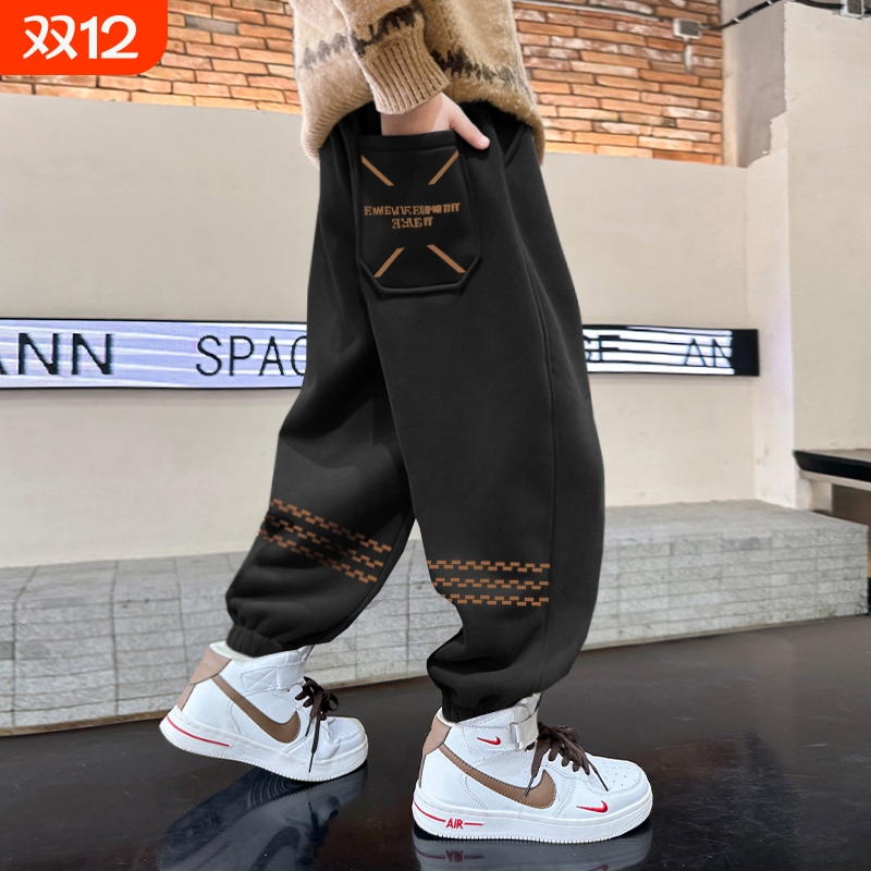 男童秋装裤子秋冬款2025新款一体加绒大儿童卫裤加厚秋季运动长裤