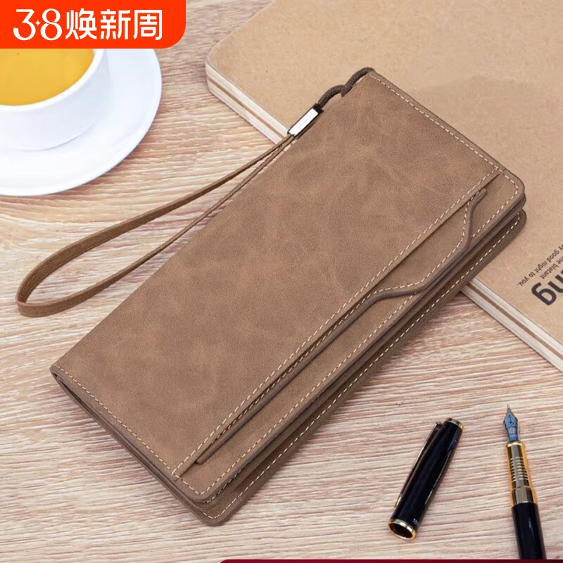 男士钱包2025新款手包复古疯马皮大容量卡包一体高级感多卡位钱夹