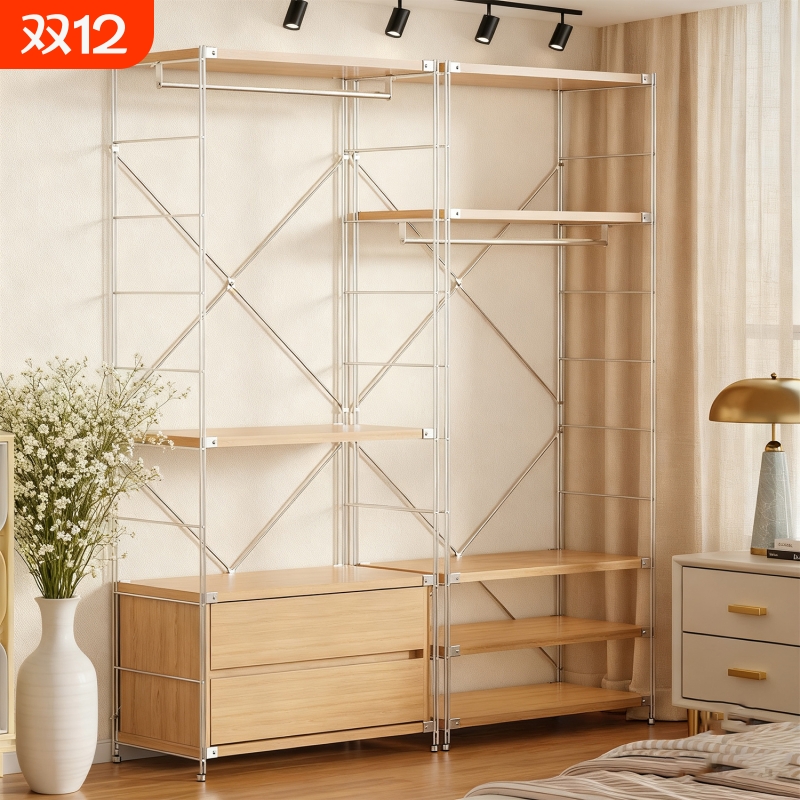 挂衣架落地卧室风开放式衣柜衣帽间置物架转角衣帽架拐角收纳简易