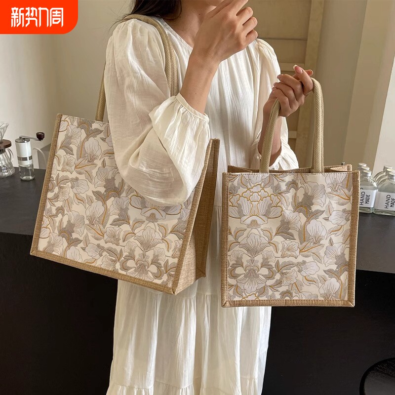 帆布包包托特包手提袋女手提包2024新款大容量麻布女ins上班通