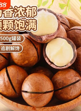 夏威夷果500g新货奶香大颗粒夏威夷果仁罐装休闲零食坚果解馋大果