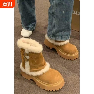 皮毛一体加绒阿勒泰保暖毛毛棉鞋 冬季 2025新款 厚底中筒雪地靴女款