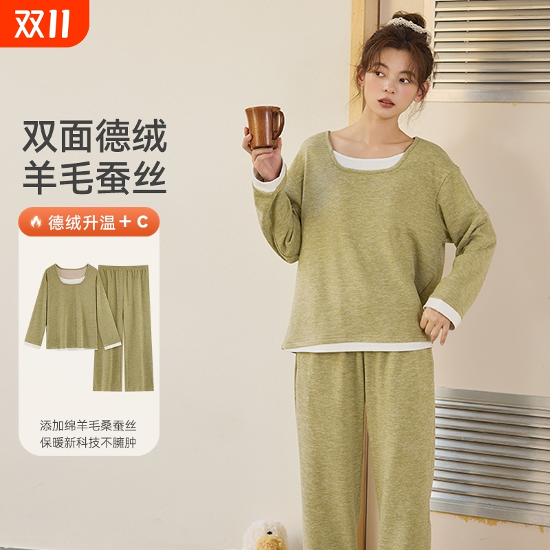 帕兰朵冬款睡衣女德绒秋冬季加厚珊瑚绒家居服2025新款加绒羊毛