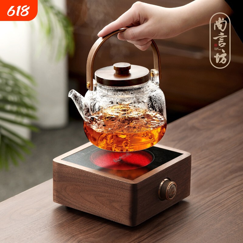 尚言坊煮茶壶煮茶器日式耐高温加厚玻璃新款泡茶电陶炉煮茶炉提梁