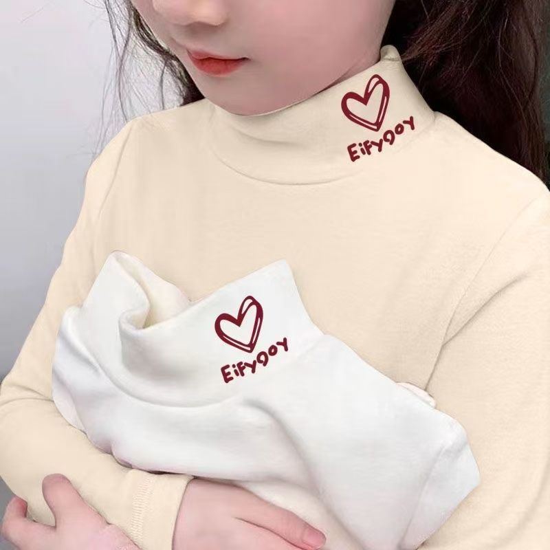 儿童2025春秋季德绒长袖T恤内搭女童打底衫女宝宝半高领保暖上衣