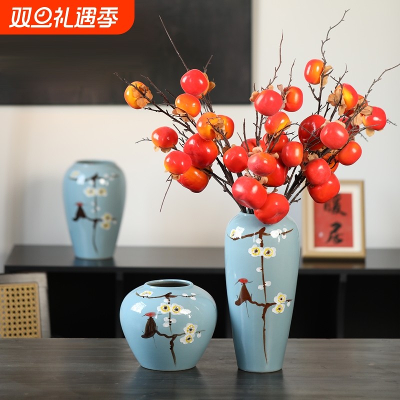 高级感新中式粗陶陶罐复古怀旧插花花器展示柜装饰品家居陶瓷花瓶