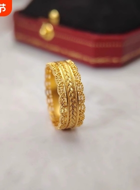 金店同款古法腰缠万贯黄金色戒指
