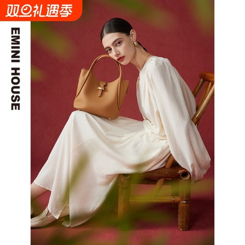 EMINI HOUSE/伊米妮真皮女包日常通勤手提包时尚菜篮子包斜跨包包