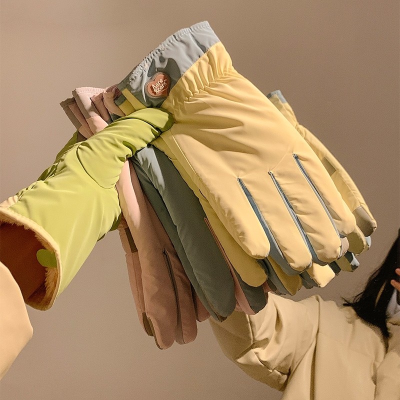 可爱骑行骑车手套女士冬季保暖防寒加绒加厚滑雪防风新款触屏防滑