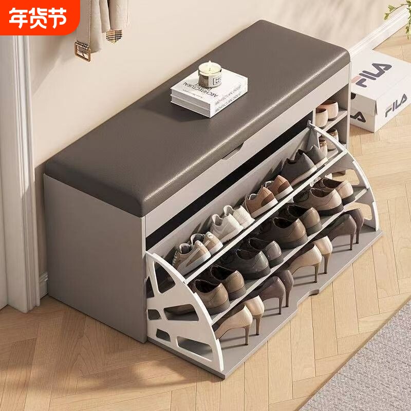 实木换鞋凳现代翻斗收纳凳软包坐垫入户鞋架家用长条凳储物简易