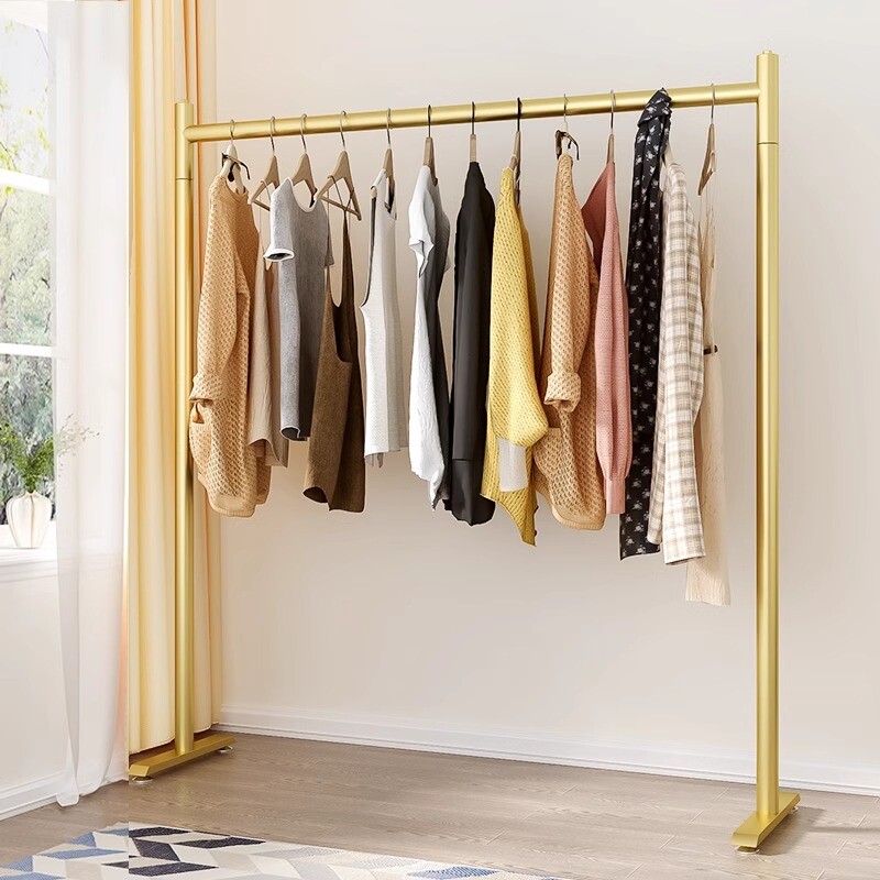 落地衣架折叠家用卧室内加粗挂衣架阳台晒衣服杆子简易晾衣架单杆