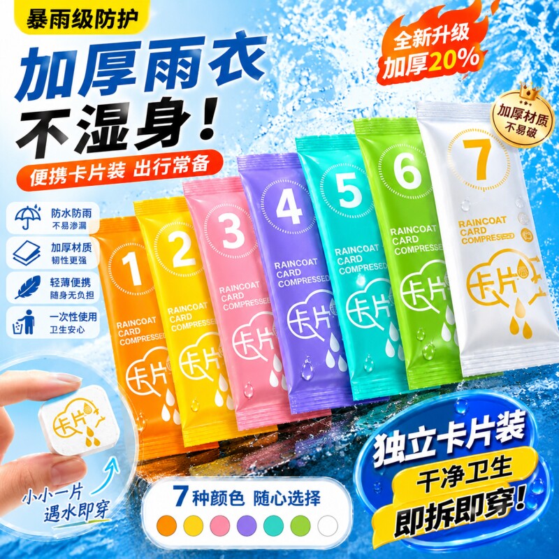 卡片一次性雨衣便携式全身防雨暴雨加厚成人学生雨披旅游旅行特厚图片