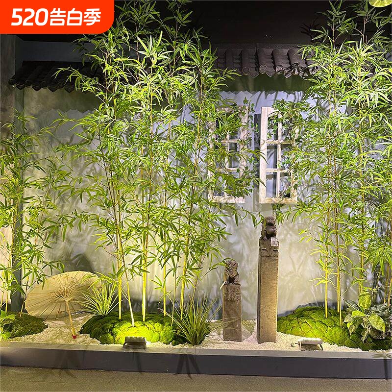仿真竹子造景室内景观新中式绿植盆景庭院酒店隔断假植物装饰摆件