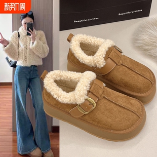 懒人一脚蹬乐福棉鞋 2025新款 保暖 雪地靴女冬季 厚底加绒毛毛勃肯鞋