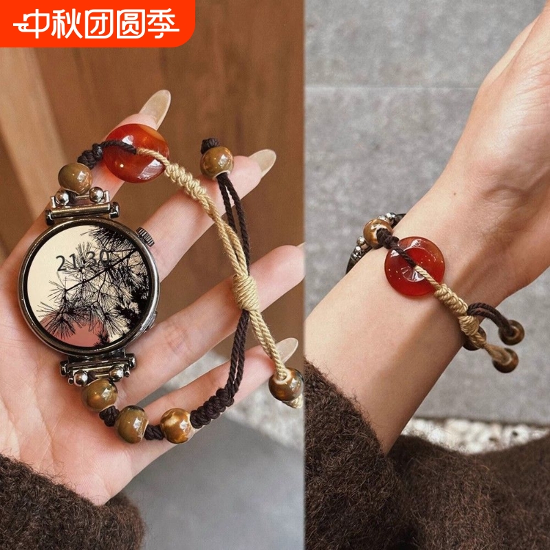 陶瓷适用华为GT5表带新款gt4串珠GT3智能手表watch5男女款腕带夏天小米watchs4高级新中式41mm古风女表国风