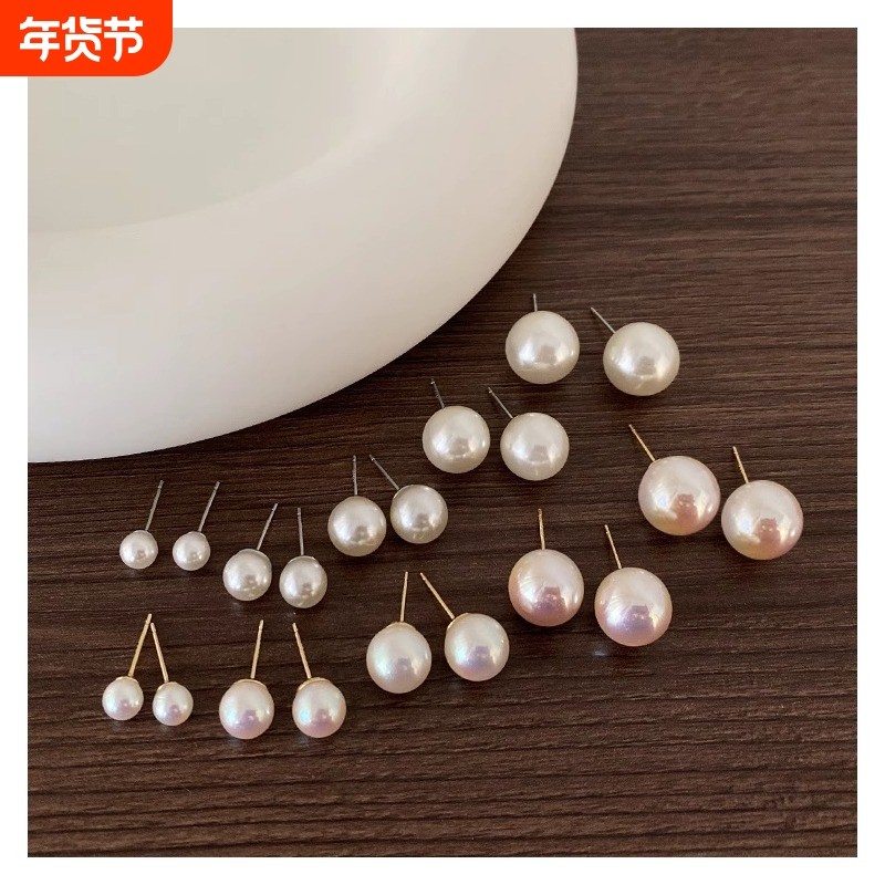 925银耳钉女珍珠耳钉轻奢高级感气质耳环小众耳饰养耳洞耳棒纯银