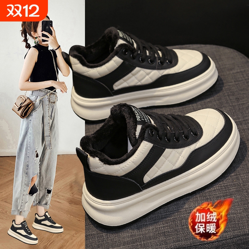 白鹿同款高帮加绒小白鞋女2025新款冬季爆款保暖二棉鞋回力运动鞋