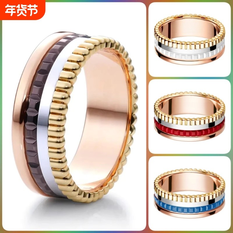 戚薇同款高级感齿轮戒指轻奢ins可转动分色陶瓷情侣款送礼物师雄