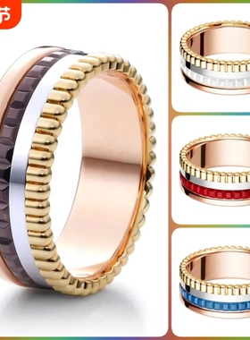 戚薇同款高级感齿轮戒指轻奢ins可转动分色陶瓷情侣款送礼物师雄