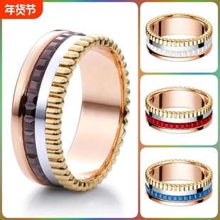 戚薇同款高级感齿轮戒指轻奢ins可转动分色陶瓷情侣款送礼物师雄