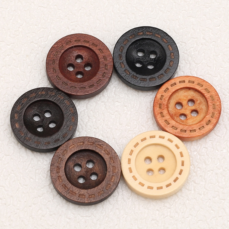 木质复古纽扣儿童大衣扣子衬衫衣服开衫实木装饰扣百搭圆形木头扣