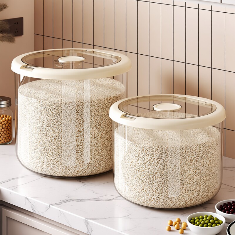 米桶家用2025防虫防潮密封食品级大米收纳盒面粉储存透明大容量