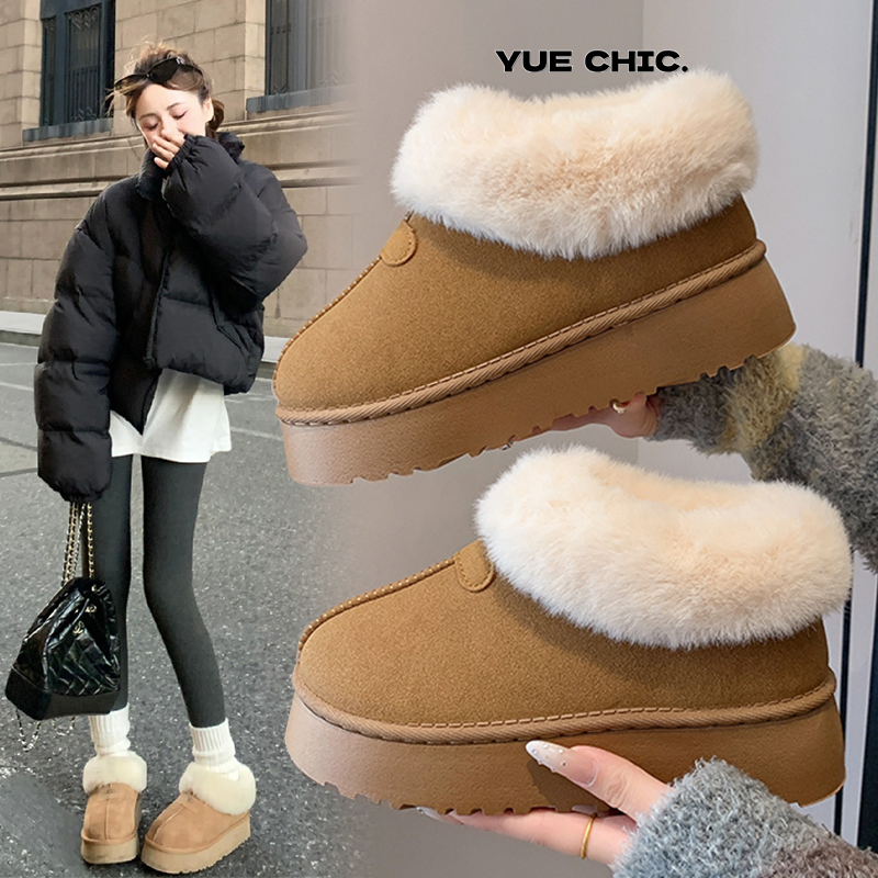 厚底皮毛一体保暖雪地靴子女鞋2025新款秋冬季加绒加厚毛毛鞋棉鞋