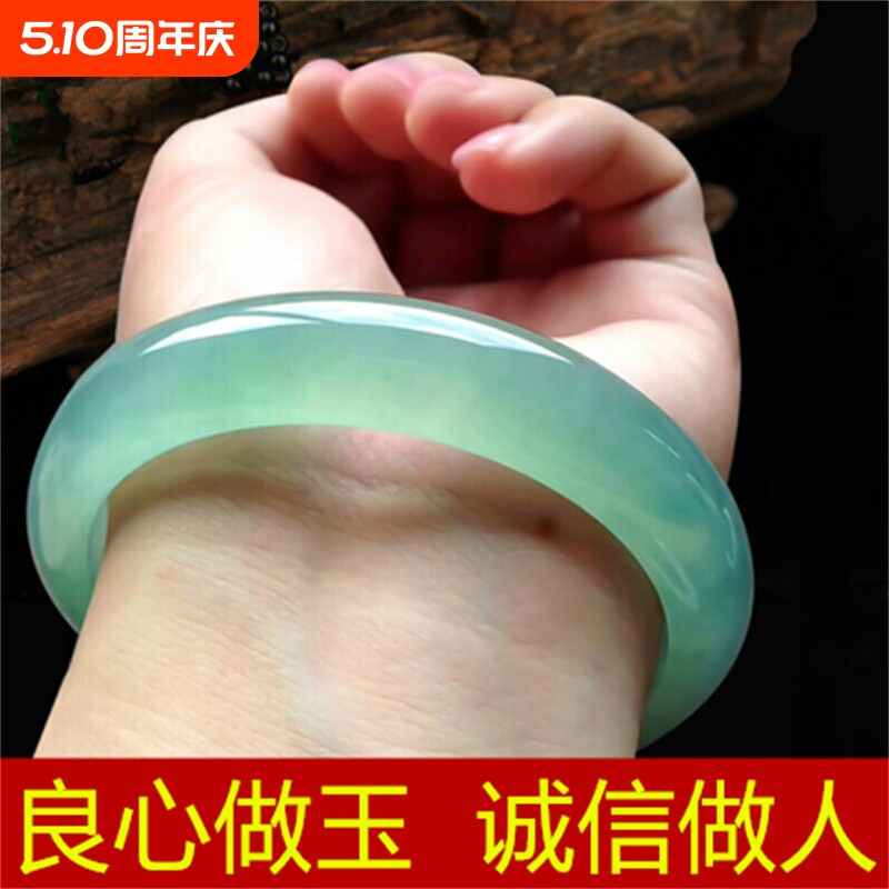 正品玉手镯首饰女玉镯翡翠色冰种阳绿浅绿深绿油青镯【国检证书】
