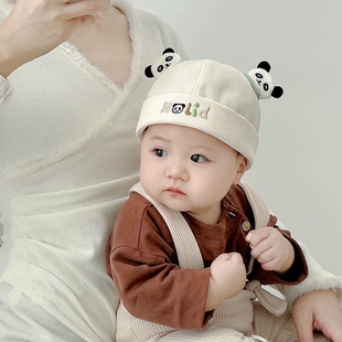 宝宝帽子春秋款 纯棉 婴儿地主帽可爱熊猫瓜皮帽海盗帽男女盆帽夏季
