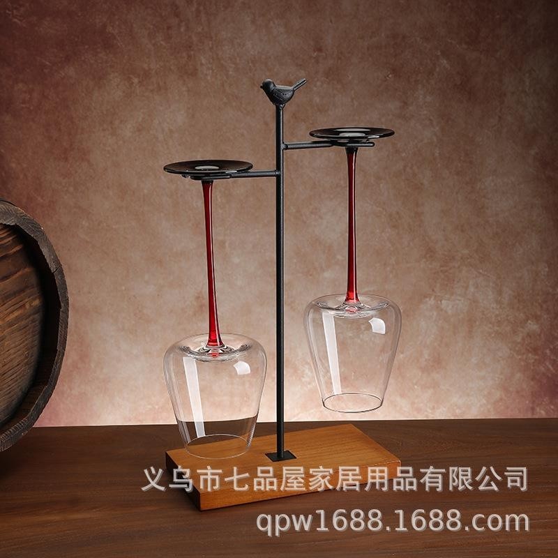 欧式实木红酒杯架子倒挂悬挂高脚酒柜家用装饰轻奢吊杯展示架摆件