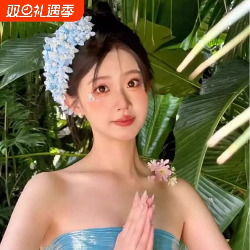 云南傣族头花发梳舞蹈头饰泰国民族风手工发饰演出服装配饰影楼