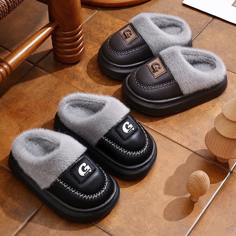 冬季保暖加绒亲子棉拖鞋