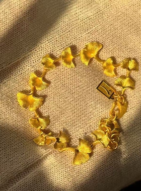 一叶知秋·金色银杏叶手链女秋冬季氛围感精致轻奢显贵气显白手饰