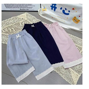 女童裤子春夏季薄款儿童宽松休闲阔腿直筒花边裤洋气韩版童装新款