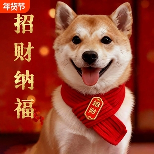 狗狗新年围巾宠物围脖猫咪过年红色喜庆项圈柴犬2026春节装饰脖圈