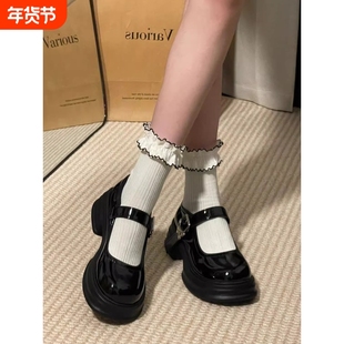 增高玛丽珍鞋厚底大童2024学生女童小皮鞋女初中生皮鞋春秋学院风