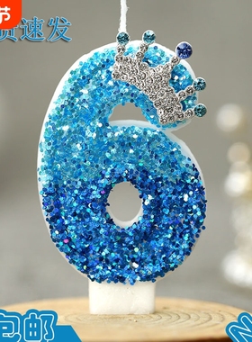 数字生日蜡烛紫色皇冠天使公主网红创意手工男女孩庆生装饰主题