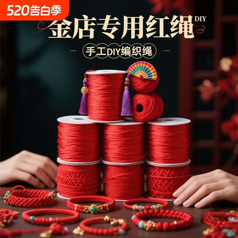 编织绳红绳手链转运本命年编织线红手绳脚链吊坠挂绳手工编绳线