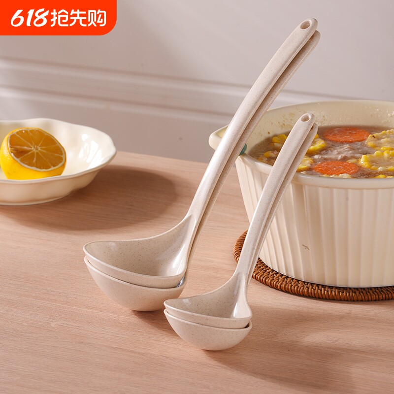 耐高温麦纤维长柄勺子汤勺家用大号盛汤盛粥稀饭的厨房日式小汤匙