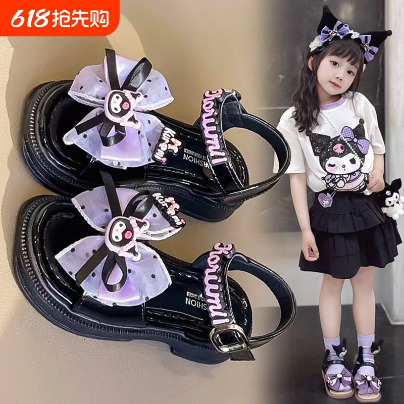 儿童公主鞋2025夏季新款女童库洛米凉鞋小女孩软底露趾凉拖沙滩鞋