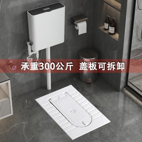 带盖板蹲便器一体翻盖式蹲厕